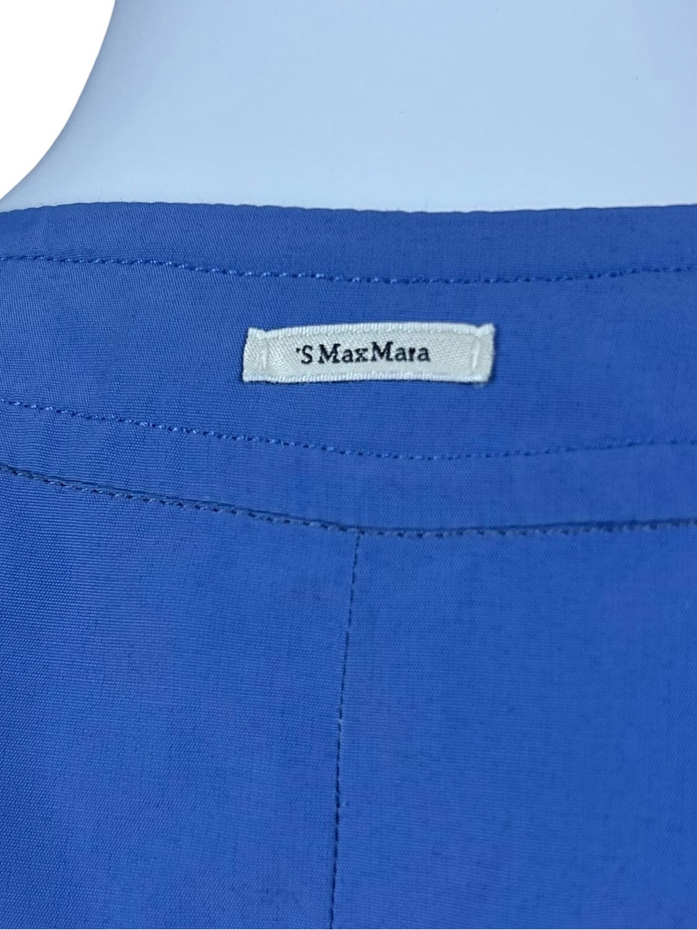 ’S MaxMara Belted Midi Shirt Dress Size 6 Blue Pockets Button Front Preppy - Picture 12 of 16